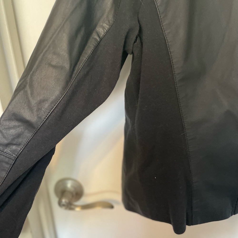 Bagatelle Drape Leather Jacket with Asymmetrical Closure - Picture 6 of 12